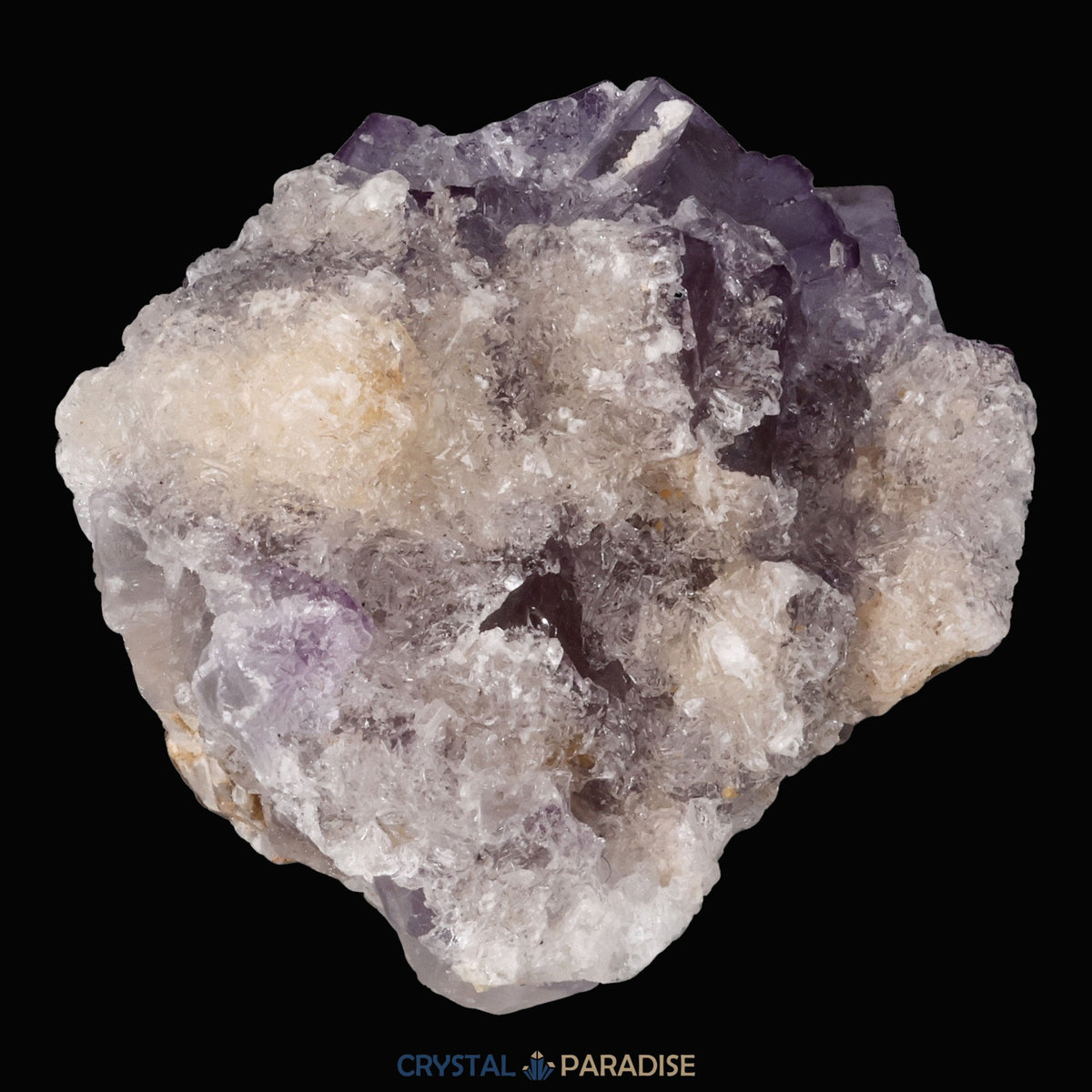 Violetter Fluorit aus Mexiko mit weissem und gelben Quarz Anlagerungen (42g) – Ansicht 8