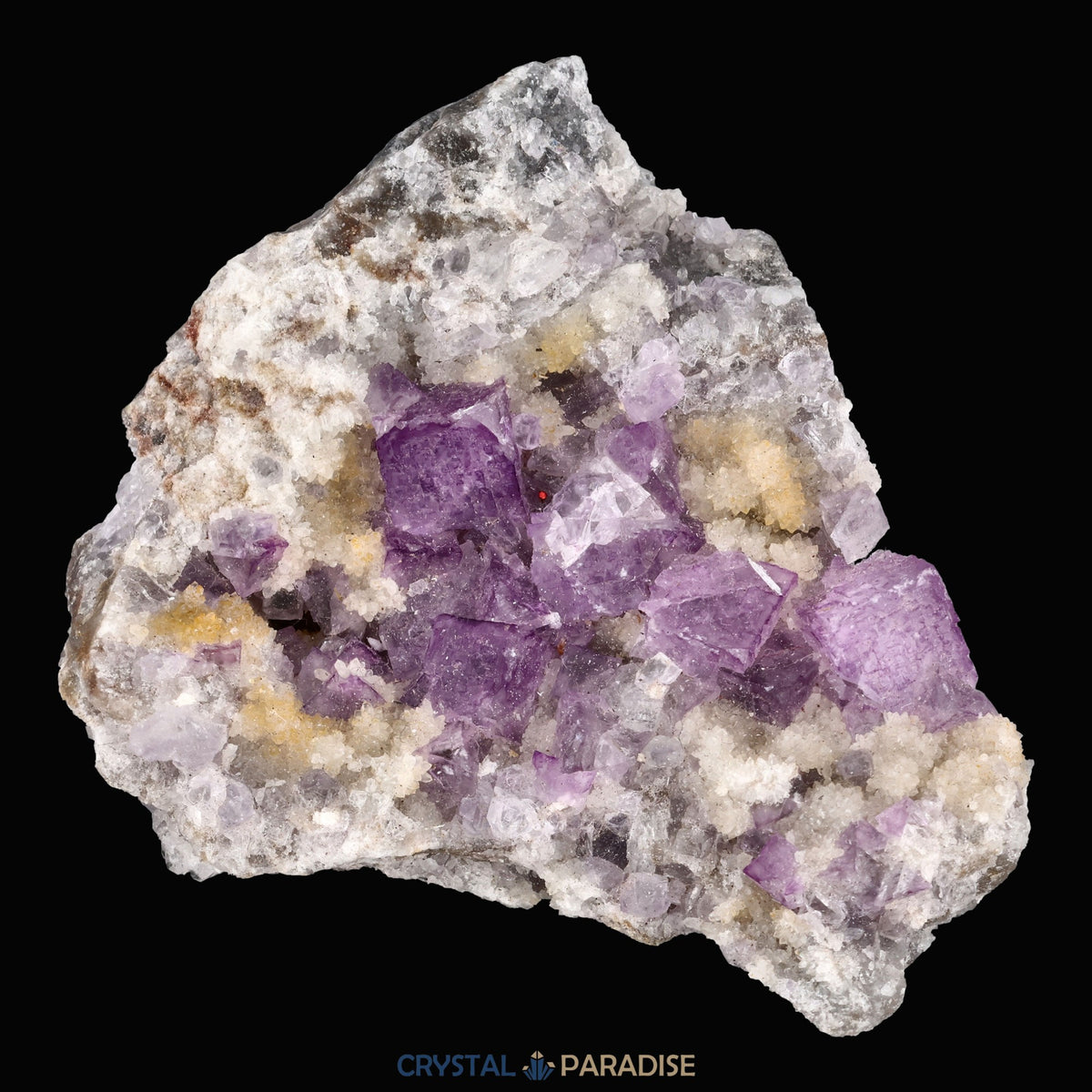 Violetter Fluorit aus Mexiko mit weissen und gelben Quarz Anlagerungen (121g) – Ansicht 4